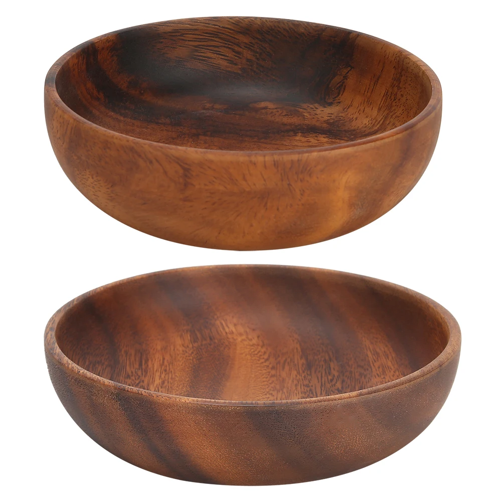Wood Serving Bowls Wooden Snack Dish Fruit Food Salad Soup Bowl Wooden Soup Bowl Kitchen Accessories for Home Coffee Shop