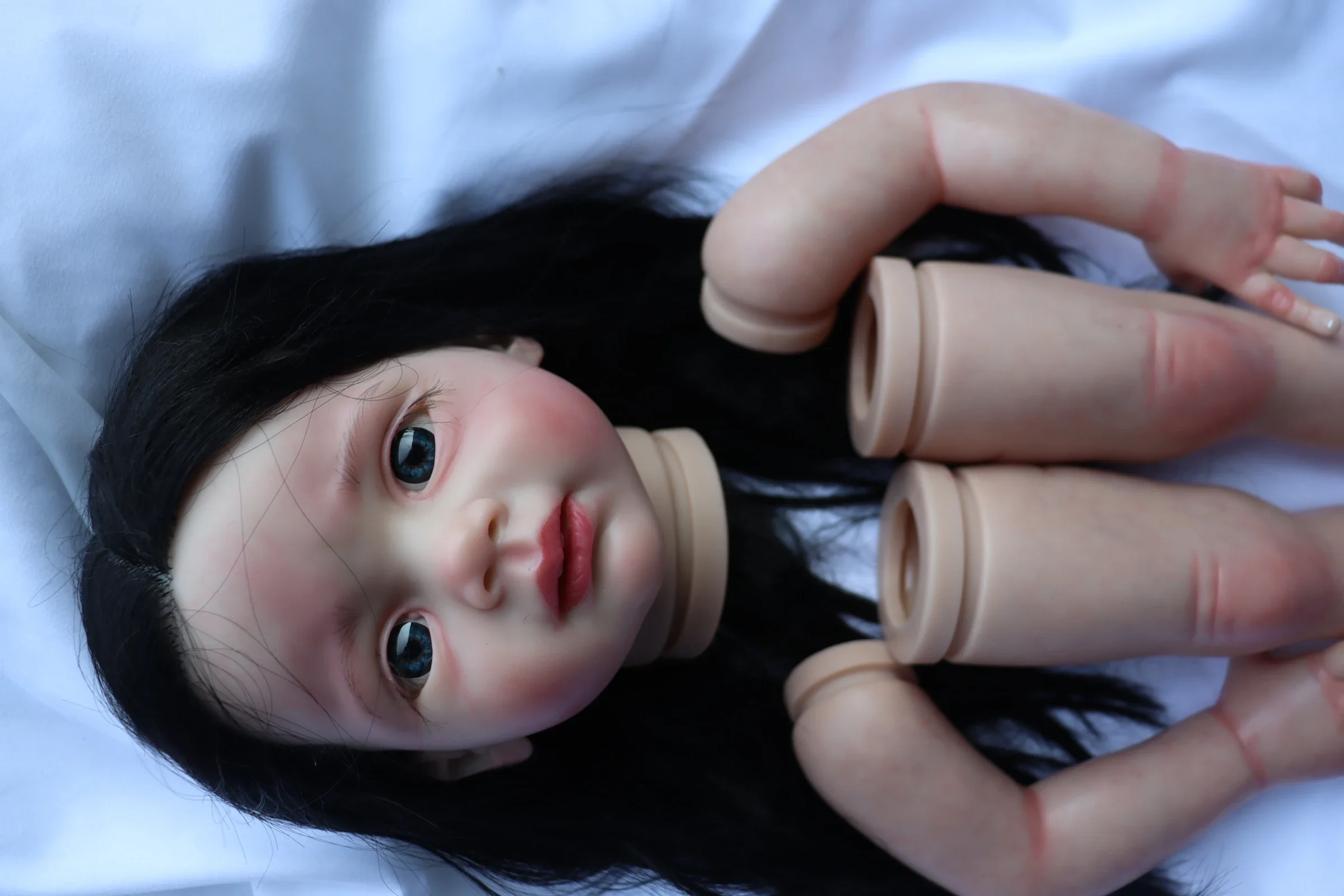 여아용 하이 퀄리티 아티스트 인형, 조립되지 않은 키트 인형, 크리스마스 선물, 아티스트 페인팅 베베, 검은 머리, 다시 태어난 프리치