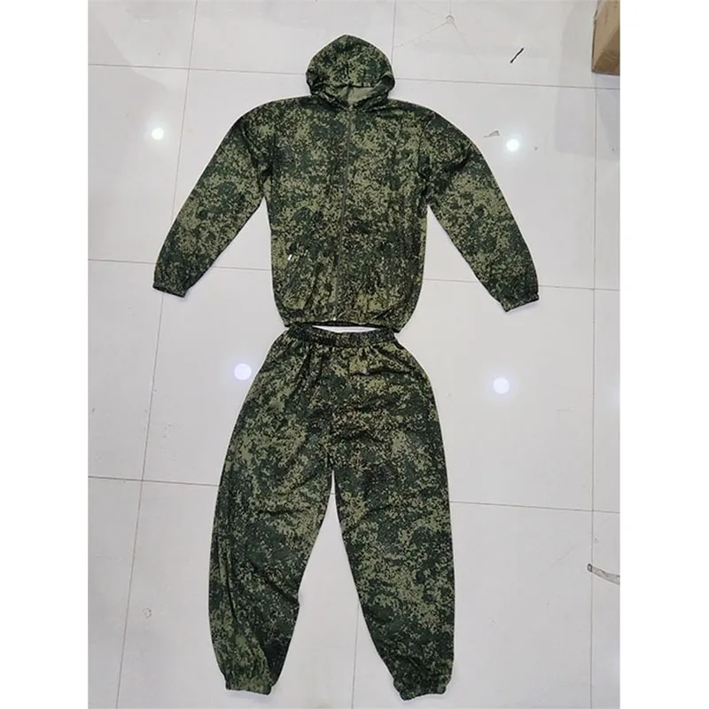 Mesh Outdoor Tactical Camouflage Set Summer Quick Drying Breathable Hooded Hiking Fishing Suit Camping Travel Two-piece Set