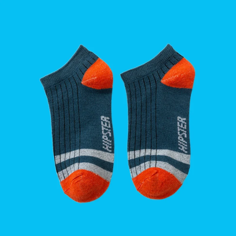 Calcetines náuticos elásticos para hombre, medias cortas a juego de colores, a rayas, absorbentes del sudor, 5/10 pares