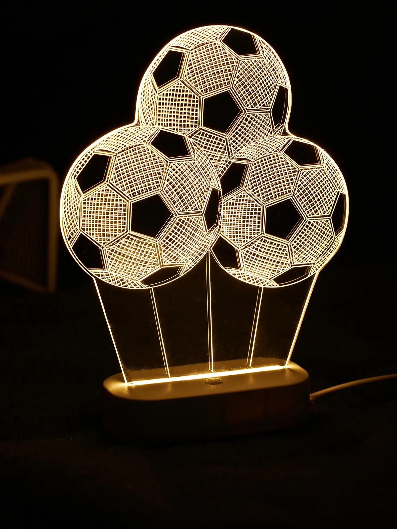 1 قطعة مصباح كرة قدم ثلاثي الأبعاد متعدد الكرات، ضوء ليلي صغير على شكل كرة القدم، مصباح مكتبي مزخرف يعمل بمنفذ USB