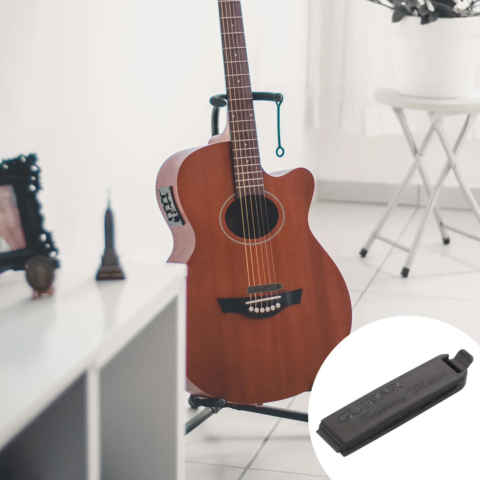 

Guitar Mute String Dampener Acoustic Sound Silencer Bass Adjustable Grey Black Fits Guitars Easy Install Remove Classical Folk