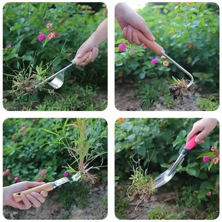 Manuelles Unkrautmaschinen-Set: Maaier Sichel + Straßenriss-Unkrautwerkzeug + Garten-Handschaufel – robuster Kohlenstoffstahl für den Außenbereich und – Detail 14