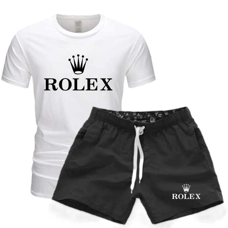 Summer fashion printed men\'s shorts set Men\'s Quick drying sports set Short sleeve T-shirt set men\'s jogging set