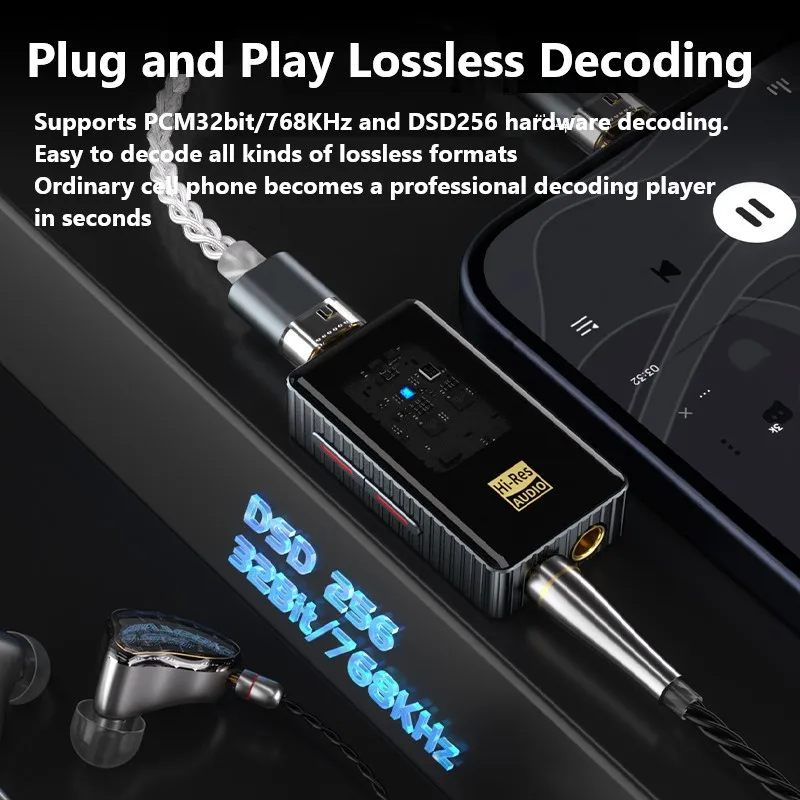 eppfun HIFI portátil USB DAC/AMP de alta resolución 4 x CS43131 DACs amplificador de auriculares 32 bits/768 kHz y DSD512 nativo |   3,5 mm+4,4 mm