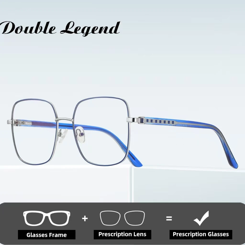 Double Legend Large Frame Progressive Myopia  Reading Anti-blue Light Women Glasses Customizable Prescription Photochromic