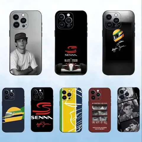 Custodia per telefono Racing Driver A-Ayrton S-Senna iPhone 16,15,14,13,12,11 Plus,Pro Max, XS,X,XR,SE,Mini,8,7, Cover nera in morbido silicone