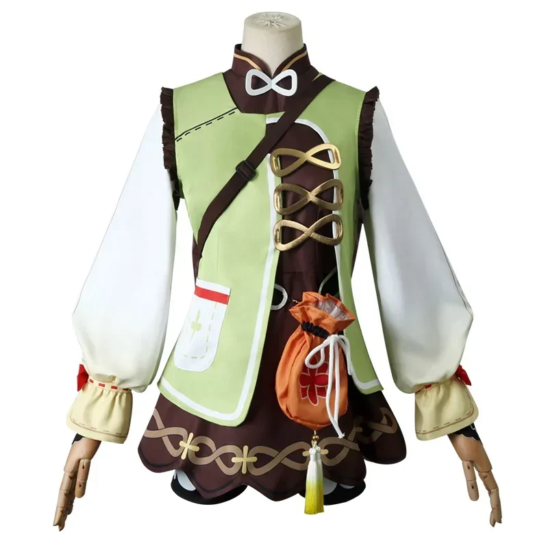 Costume Cosplay Yaoyao pour femme, jeu Genshin Impact, robe avec perruque, panier arrière, uniforme Lolita, olympiques d'Halloween