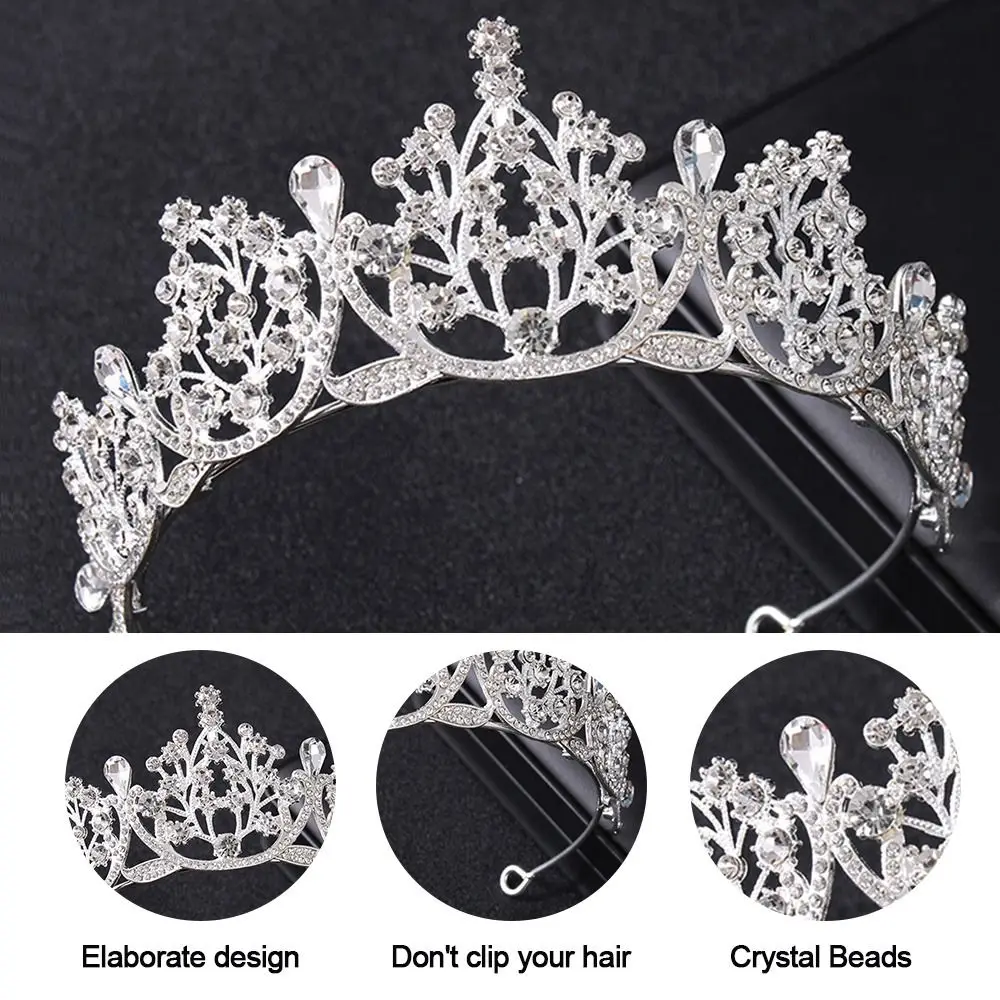 Adornos para el cabello de cristal para novia, joyería de boda, accesorios para el cabello, Aro para el cabello de diamantes de imitación, Tiaras de cristal de princesa, peine para el cabello