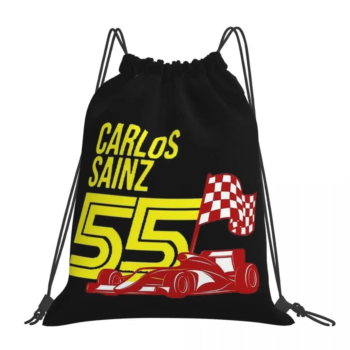 Carlos Sainz Jr F1 시그니처 그래픽 다크 백팩 캐주얼 휴대용 Drawstring 가방 Drawstring 번들 포켓 보관 가방 BookBag