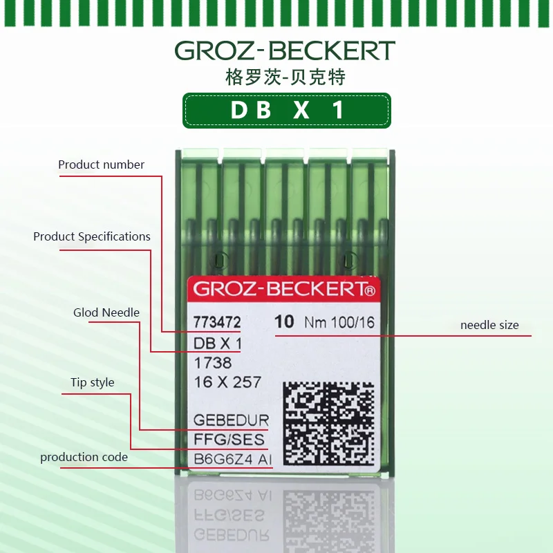 Groz Beckert DBX1 1738 16X257 Industrial Lockstitch Sewing Machine Needles Compatible With Knitting For JUKI BROTHER SINGER