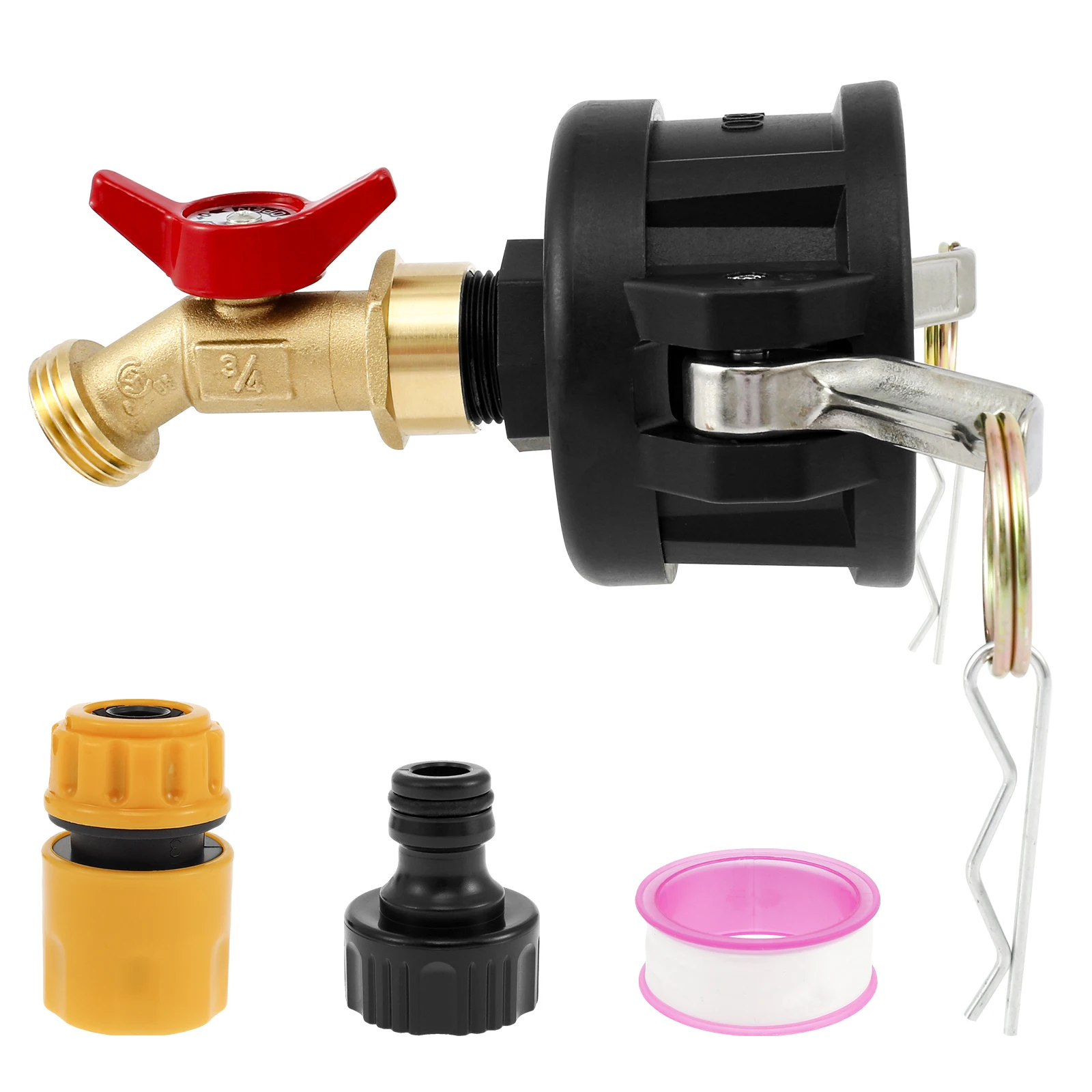 IBC Tote Tank Adapter Leakproof IBC Tote to Garden Hose Adapter with 2inch Cam Lock IBC Tote Fitting with Faucet and Water Hose