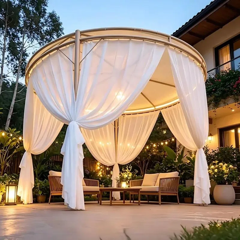 Luxury Steel Gazebo with Diamond Mesh Mosquito Net Powder Coated Frame 13ft Garden Patio Shaded Lounge Factory Direct
