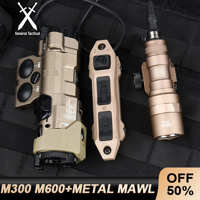 WADSN New Upgraded MAWL-C1 Tactical Airsoft All Metal CNC LED Aiming MAWL Red Dot Green Blue Hunting M300 M600 Lights IR Laser