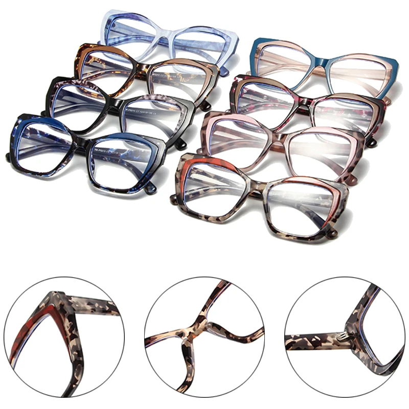 SHAUNA-gafas Retro de ojo de gato TR90 para hombre y mujer, lentes ópticas transparentes Anti-luz azul, montura de leopardo colorida