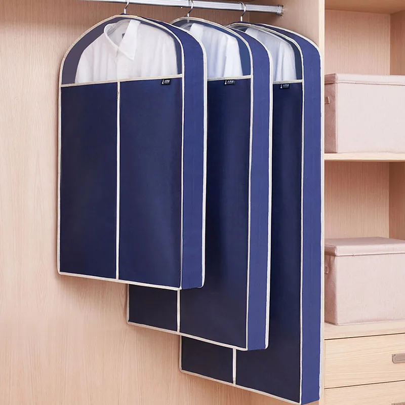 Garment Bag Dust Proof Jacket Suit Coat Cover Bag Hanging Protection Vetement Wardrobe Clothes Organizer Fabric Clothes Cover