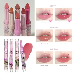 New FLORTTE Love Lipstick Pen Mirror Watergloss Waterproof Lip Glaze Moisturizing Lipgloss Beauty Makeup Stick Jelly Lips