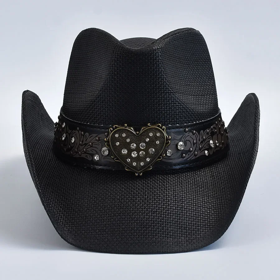 Vintage Straw Cowboy Hat for Men's Women's Summer Beach Sun Hat Gentleman Lady Cowgirl Jazz Hat Sombrero Hombre image 2