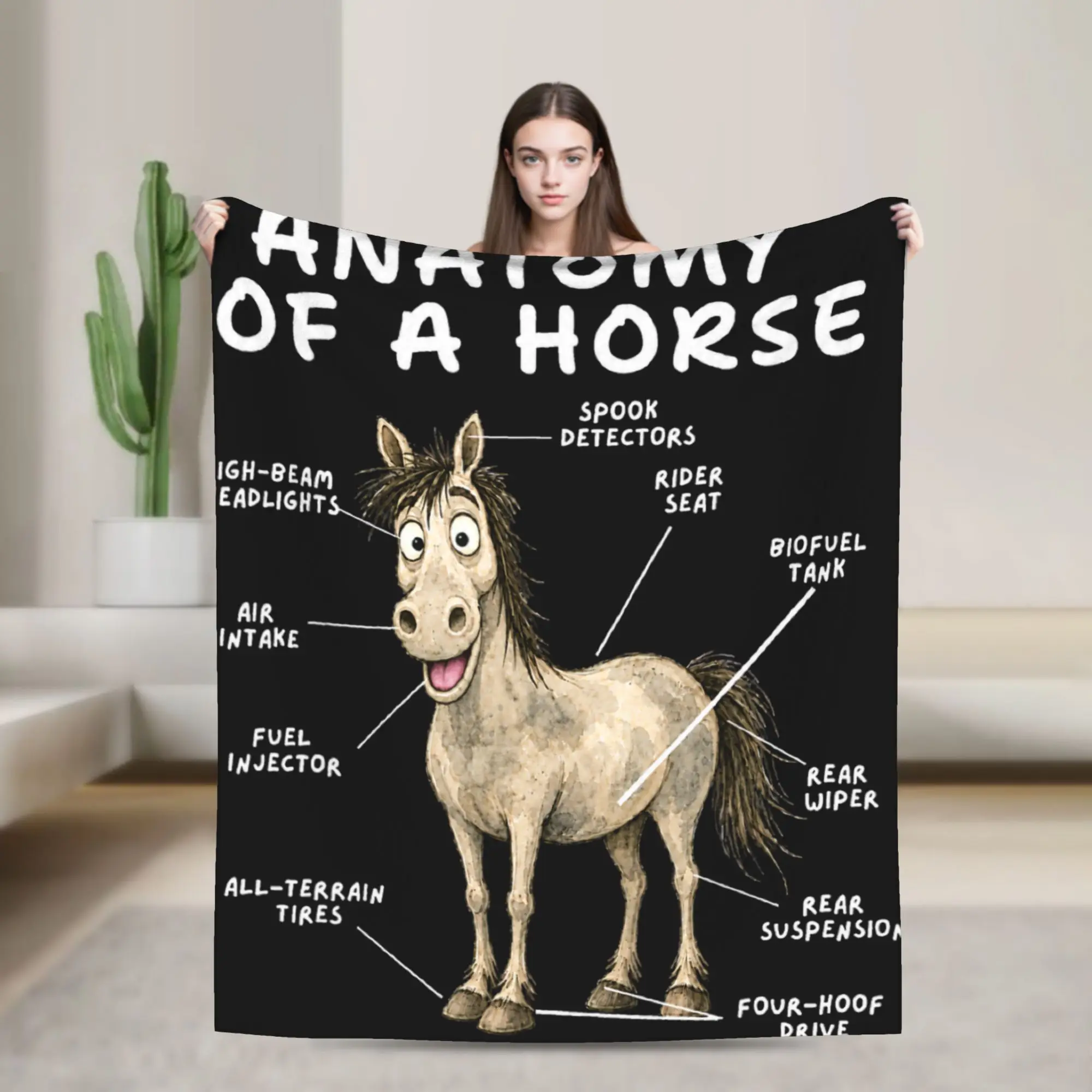 Funny Horse Anatomy Equestrian Stable Life Humor Blankets Quality Warm  Bedding Throws Girls Boys Home Decor Fluffy Bedspread
