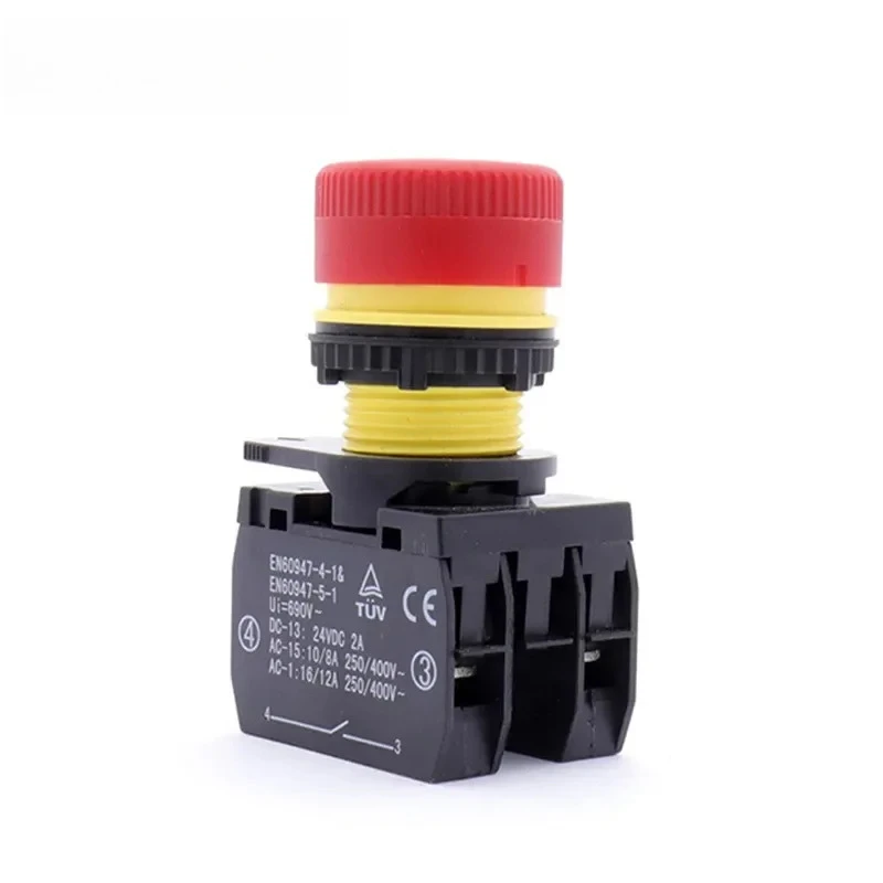 HY57B Mushroom Emergency Button 18A 125V 12A/250V Emergency Stop Button Press Switch