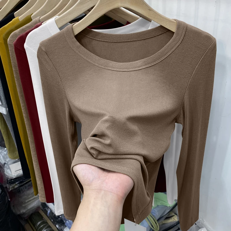 T-shirt casual lunga Sve rotonda Ne Base da donna irt Faionable oulder Fit Inizio autunno Top Pendolarismo Sle Design semplice