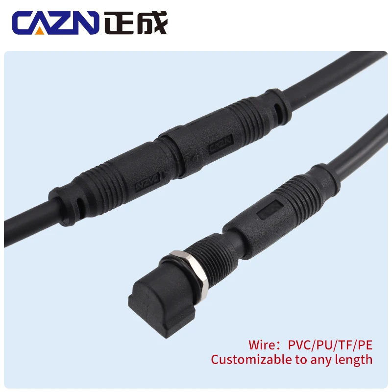 European M8 Straight Male Female Buckle Overmolded Quick Plug Un-shielded 3 4 5 6 8 Pin PVC PUR 1 Meter Cable Connector Plug