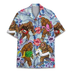 Cool 3d Print Monkey Orangutan Hawaiian Shirt For Men Summer Holiday Shirts Button Short Sleeve Street Beach Surf Aloha Shirt