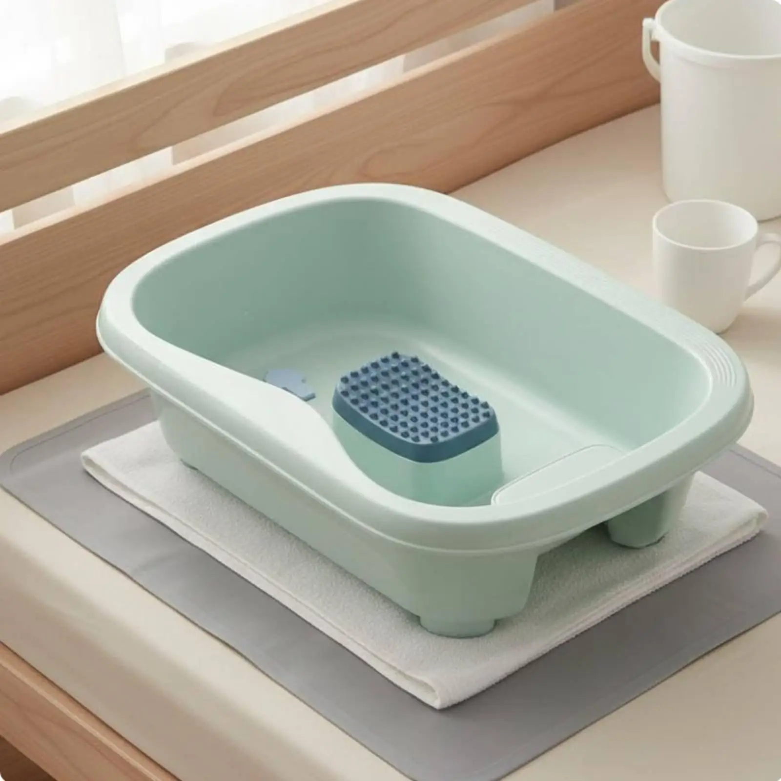 Hair Washing Sink for Home Use Foldable Shampoo Bowl with Drain Hose Anti Slip Base for Bedridden Patient Disabled Elderly