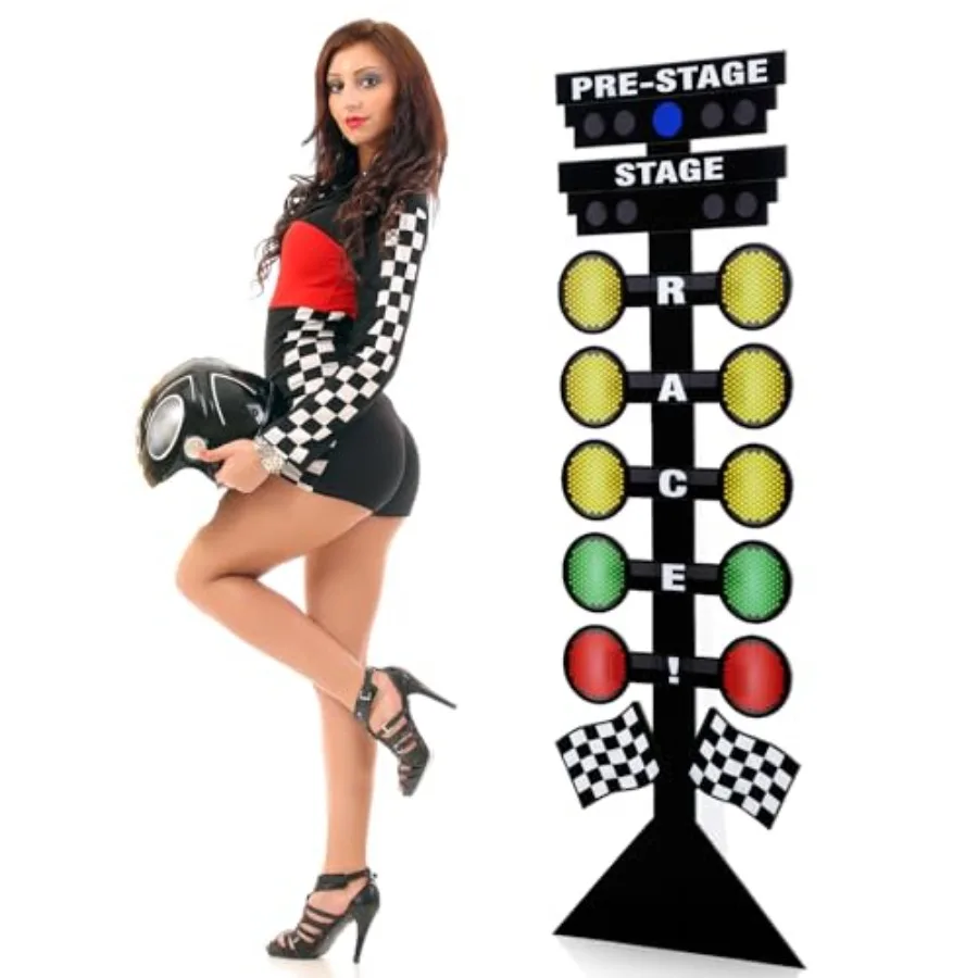 

Напольный картонный вырезной декор для вечеринки в стиле гоночных автомобилей: указатель направления на гоночной трассе, 5,3 фута, красочный, для фотозоны