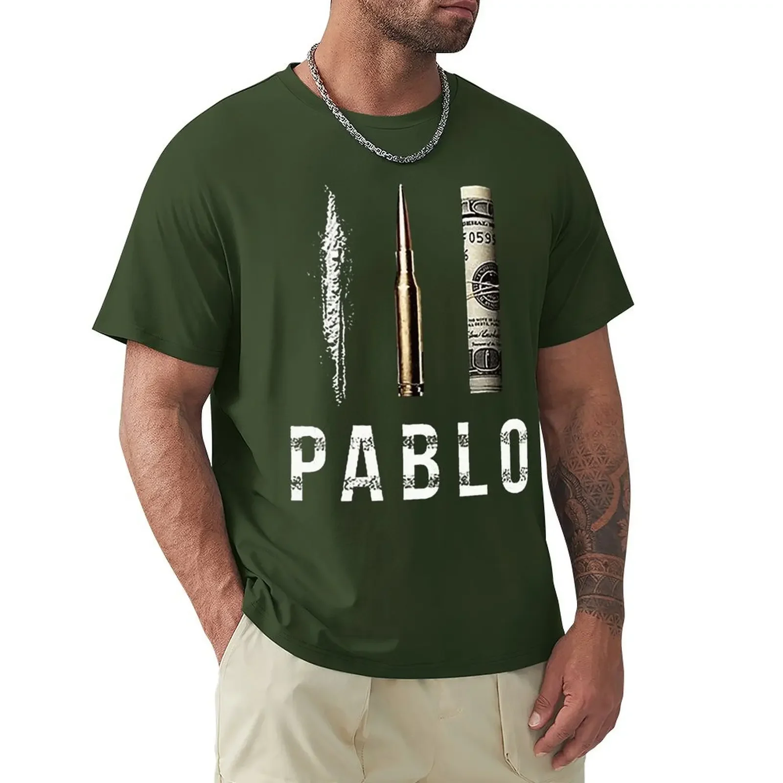 Design Money Print Pablo Escobar Short Sleeve Men\'s Cotton T-Shirt Fashion Tops Oversized Loose Men Clothing Casual T-shirts