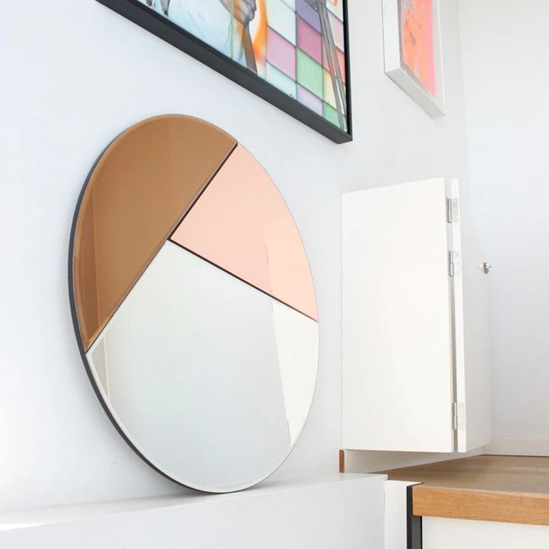 Bathroom Bedroom Mirror Traffic Makeup Trifold Round Mirror Korean Home Styling Stained Glass Lustro Desk Decoration YYY35XP