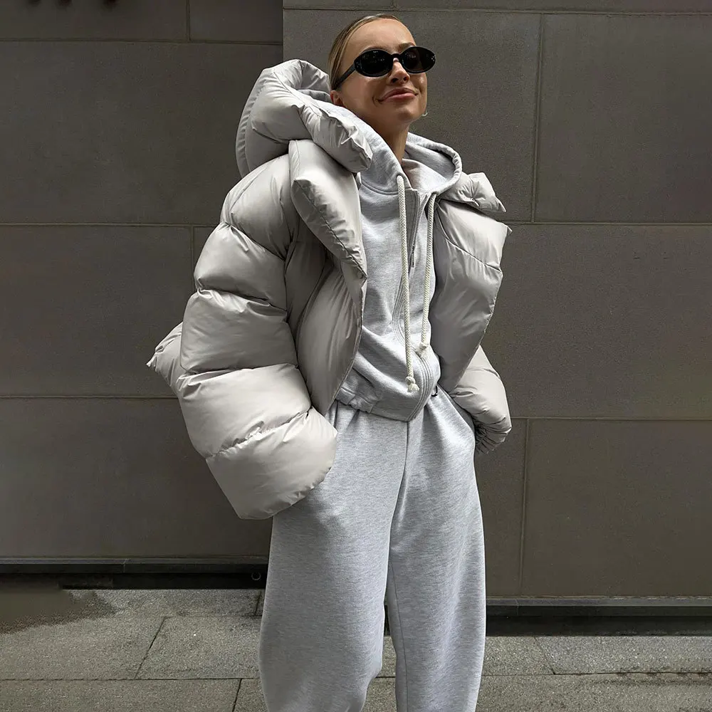 Abrigo cálido de manga larga para mujer, Parkas gruesas, sudaderas con capucha de moda urbana, chaqueta acolchada de algodón, otoño e invierno, 2025