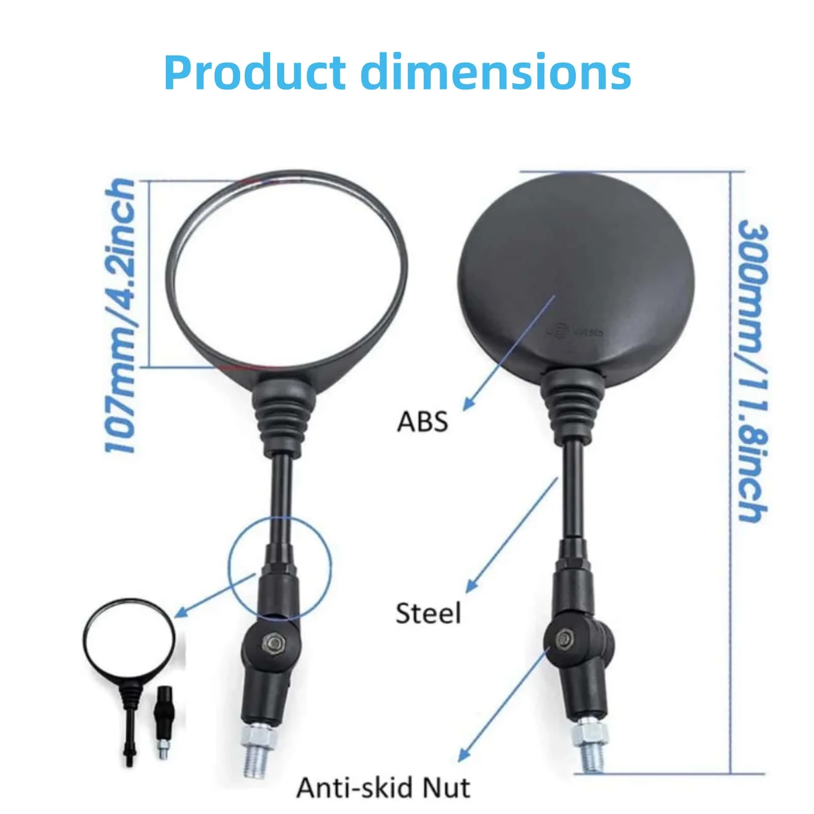 Accessori moto Retrovisore Anti-caduta Pieghevole Rotondo specchietto laterale Scooter E-Bike Specchi retrovisori PER BWM KM KLX250 KL250 ATV