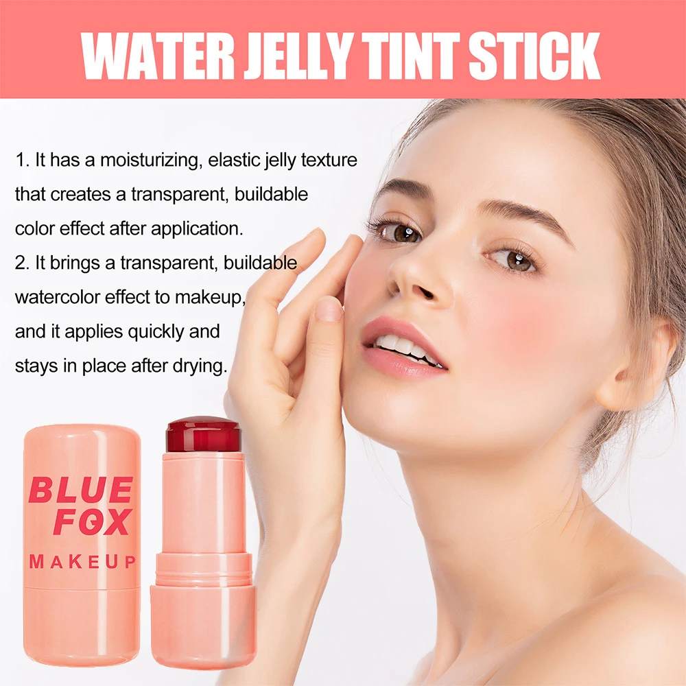 Water Jelly Lipstick Rouge Powder Blusher Stick Multi Functional Waterproof Long-lasting Lipstick Cosmetics 4 Color Liquid Blush