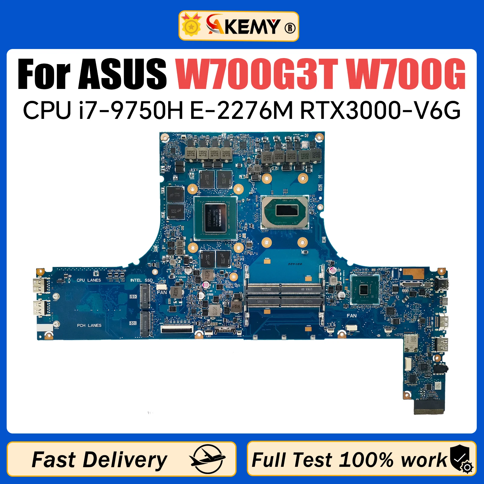 

W700G3T Mainboard For ASUS ProArt StudioBook Pro 17 W700G W700G3T Laptop Motherboard with i7-9750H E-2276M CPU RTX3000-V6G