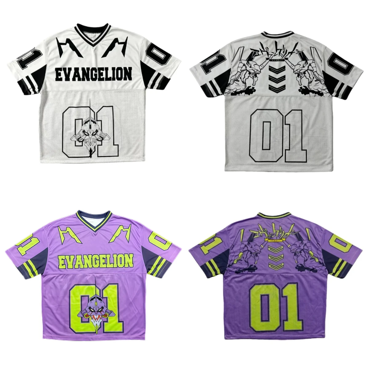 Harajuku Style Y2K Adult and Children's Neon Genesis Evangelion EVA 3D Print V-neck Retro Anime Baseball Shirt, Shorts Friend