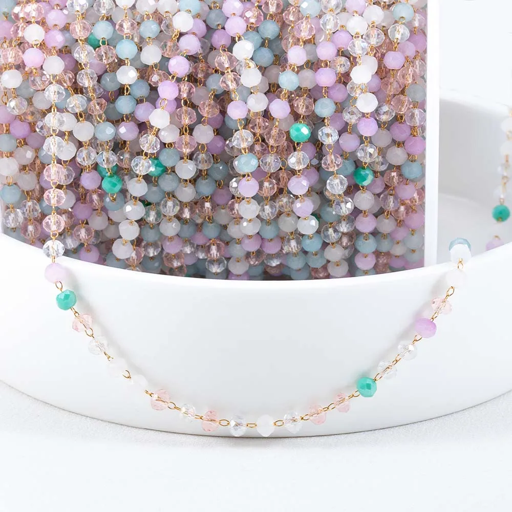 

1meter 3.5mm Crystal Ball Beaded Chain Stainless Steel Chain Candy Stone Beading Chains for DIY Beaded Bracelet Jewelry Findings