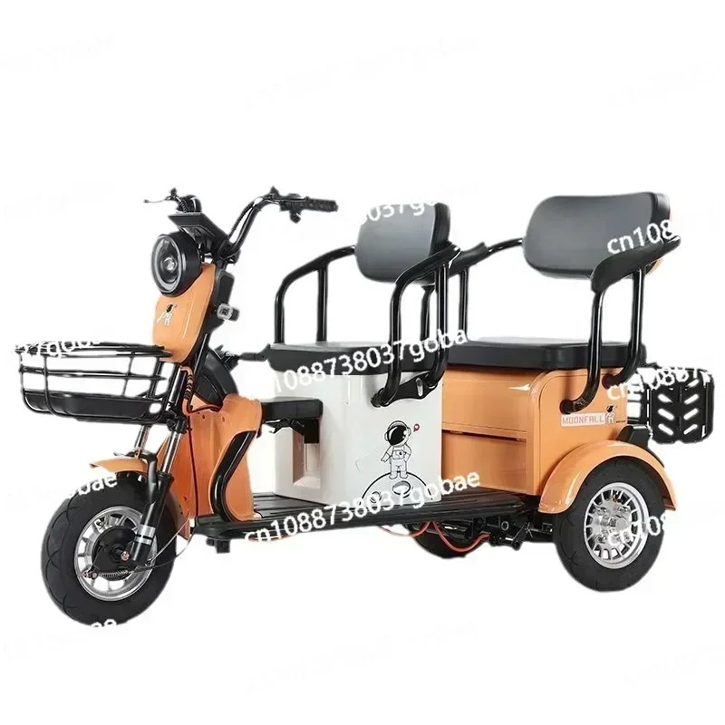 Electric Tricycle Leisure Adult Home Pick-up and Drop-off Children Passenger and Cargo Dual-purpose Double-row Seat Battery Car