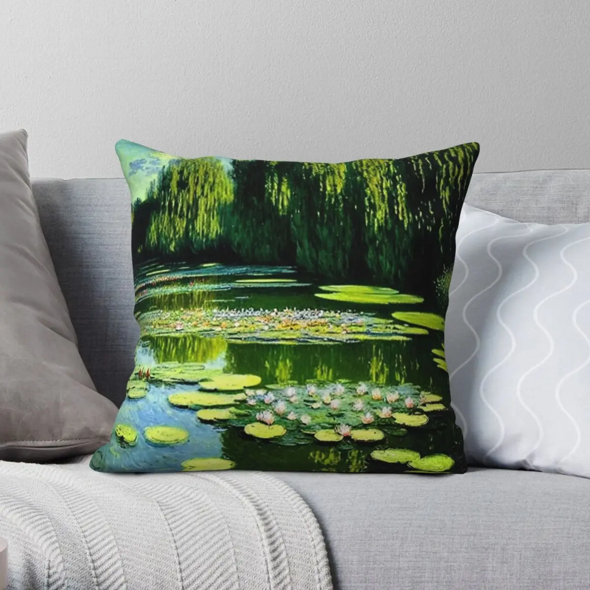 

Наволочка Claude Monet The Water Lily, полиэстер, лен, бархат, декор на молнии, чехол для подушки для комнаты