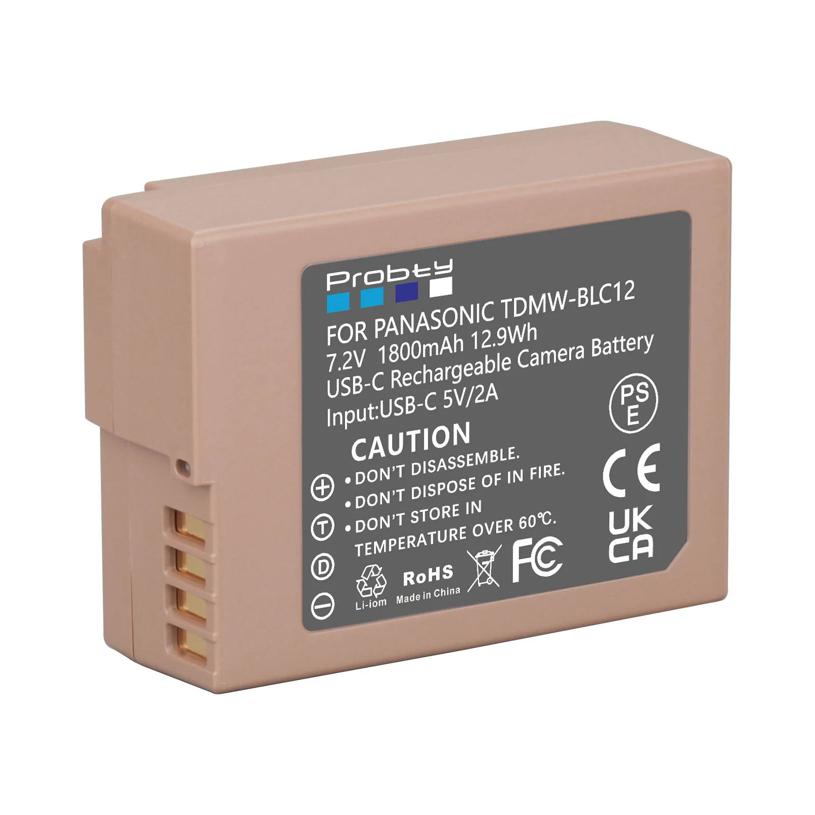 1800mAh DMW-BLC12 DMW-BLC12E DMW-BLC12PP Battery with Type-C Input Port for Panasonic Lumix DMC-G85,FZ200,FZ1000,G5,G6,G7,GH2