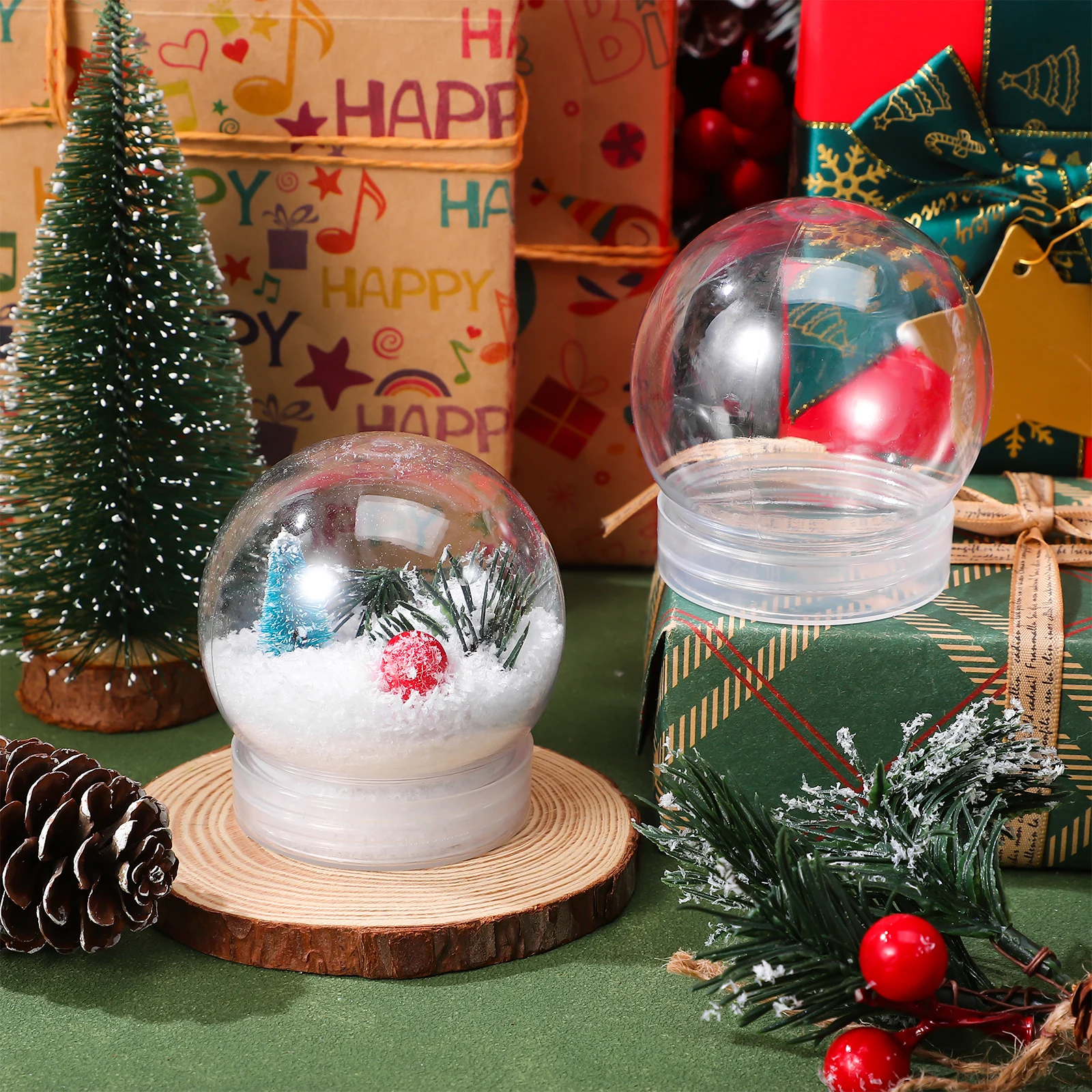 

15Pcs Plastic Snow Globe Water Globes Christmas Decorations DIY Making Snowglobe Craft Christmas Home Decoration Favor Gifts