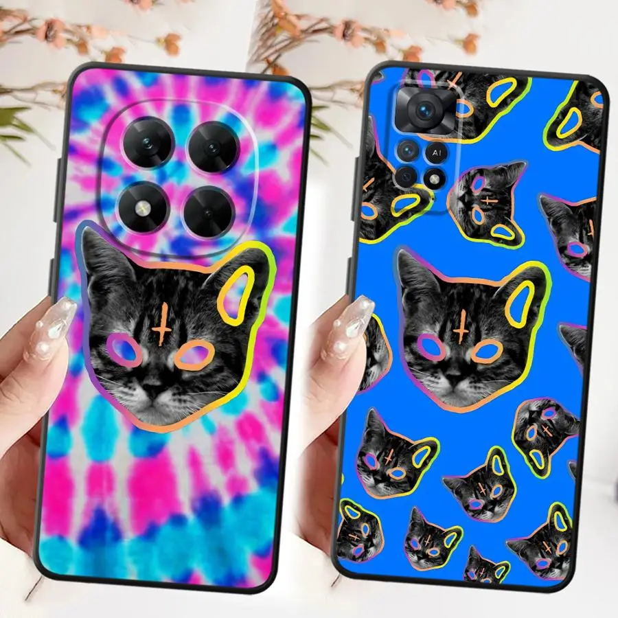 حافظة لهاتف Xiaomi Redmi Note 11 13 12 Pro Plus 9s 11S 12S 10S 10 9 8 Pro Cool Cat #5