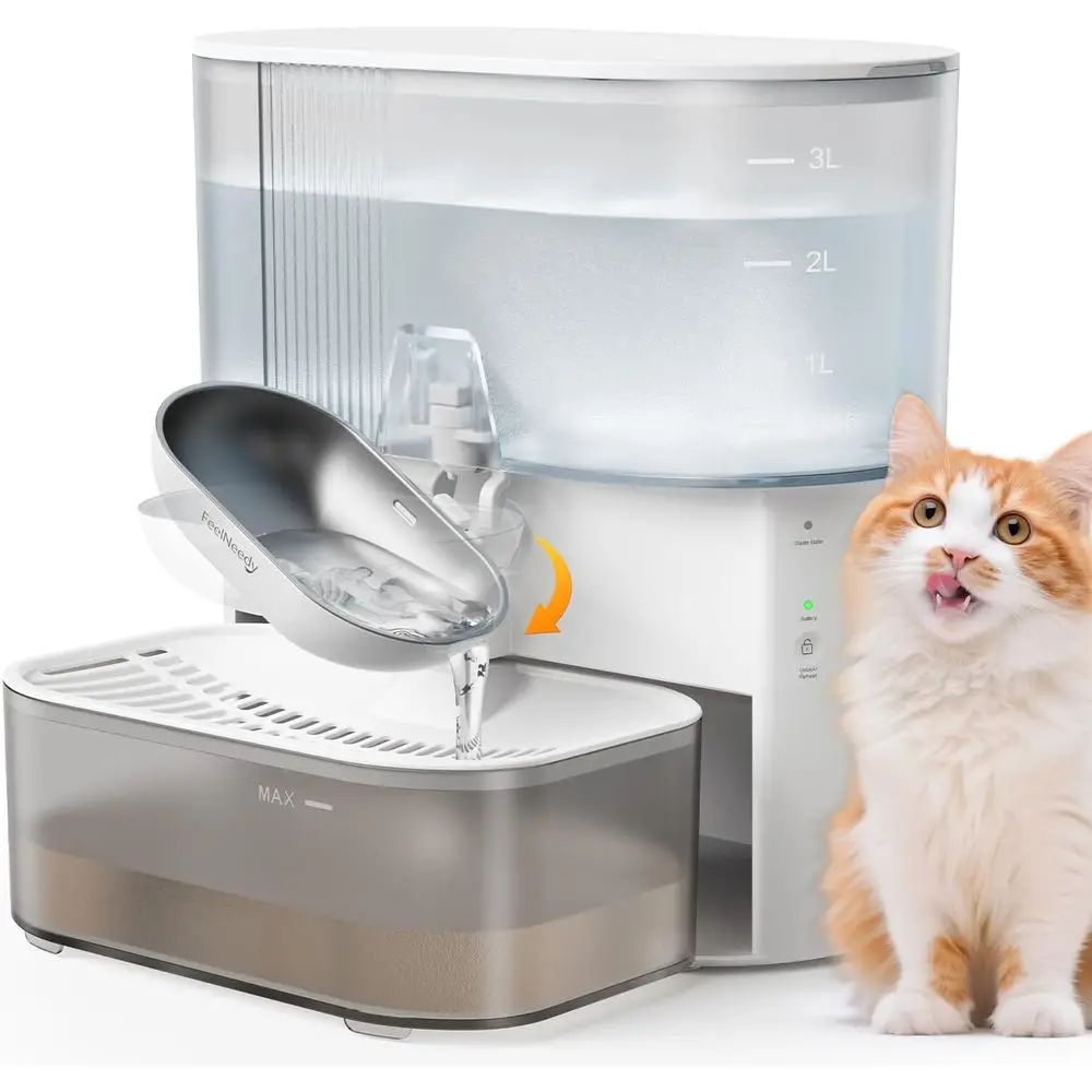 

Stainless Steel Pet Water Fountain, 3.5L Capacity, No Filters, Wastewater Separation, White