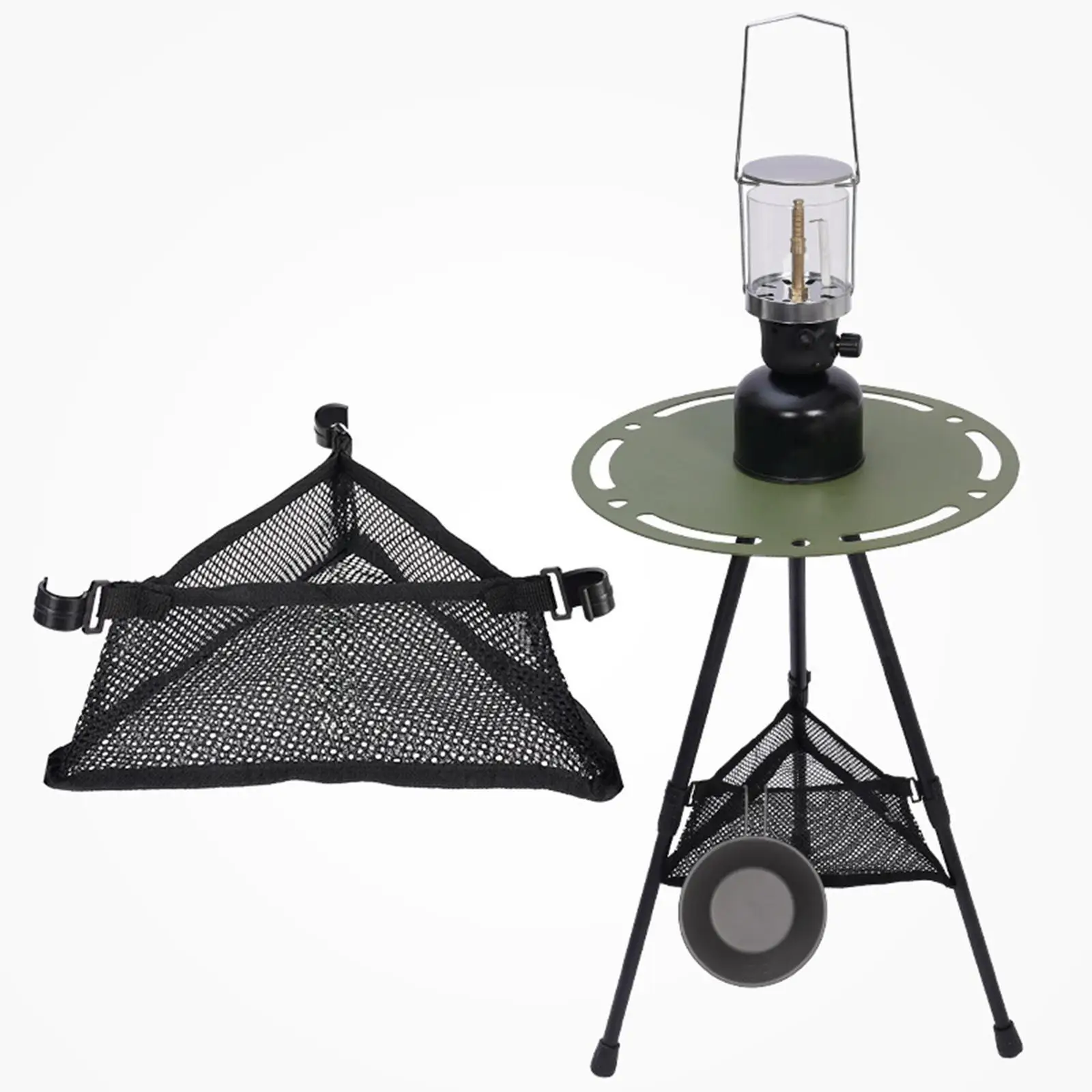 Storage Bag under Table for Picnic, Triangular Mesh Bag, Accessories, Folding