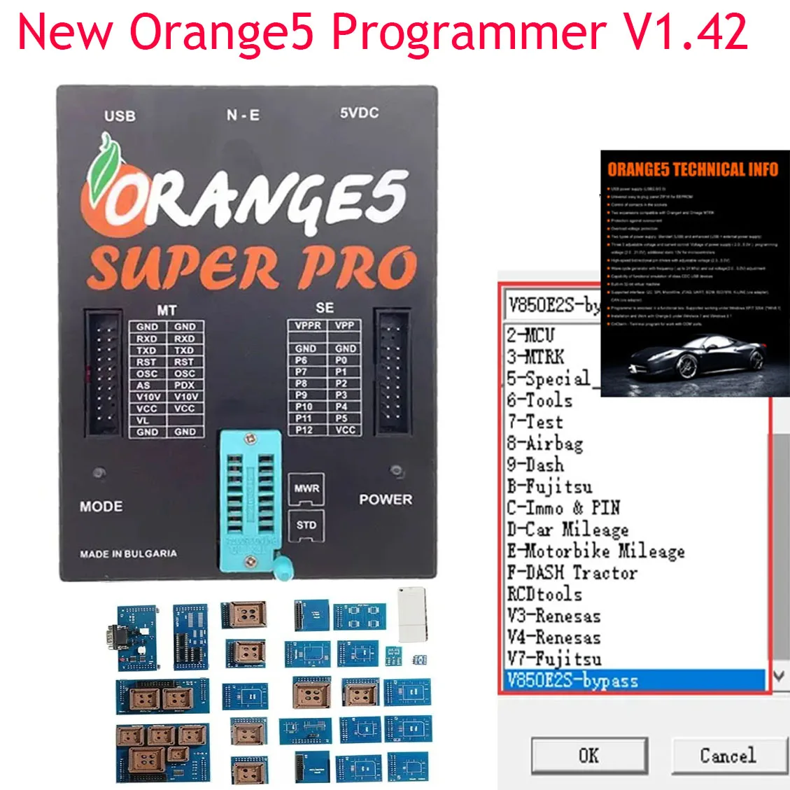 New Orange5 Programmer V1.42 with 1.42 dongle ECU Programming for To-yo-ta Car ECU Repair Tool Enhanced Function V1.38 Orange 5