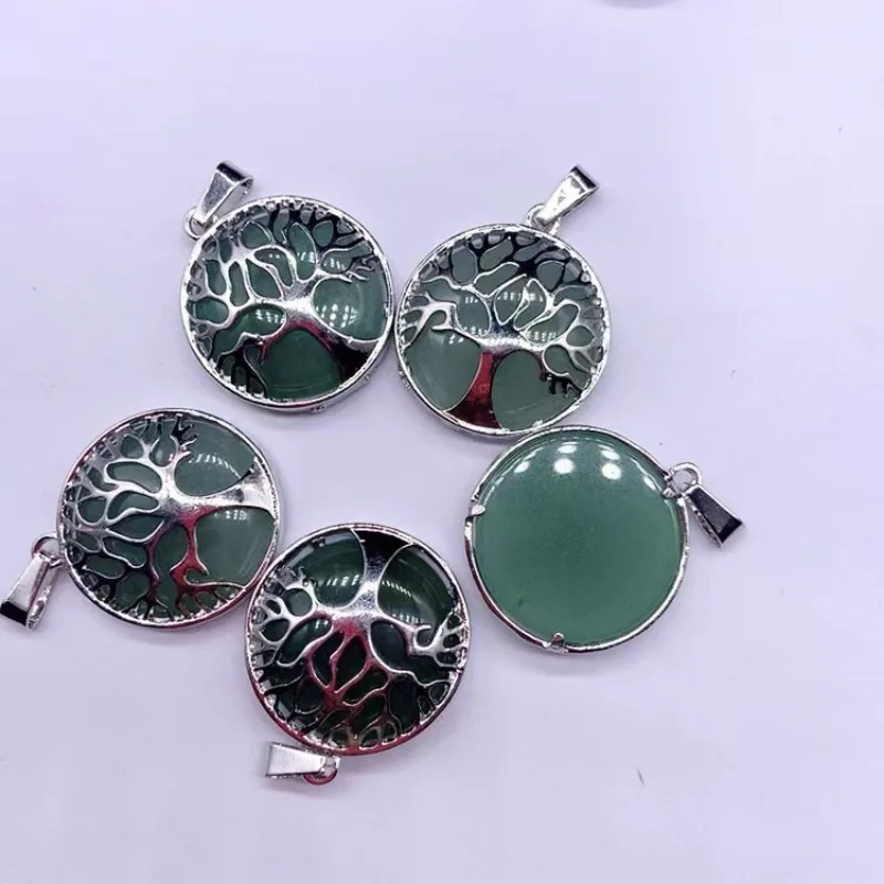 1/2/5pcs Tree of Life Natural Stone Green Aventurine Crystal Charms Pendant DIY Jewelry Making Necklace Accessories