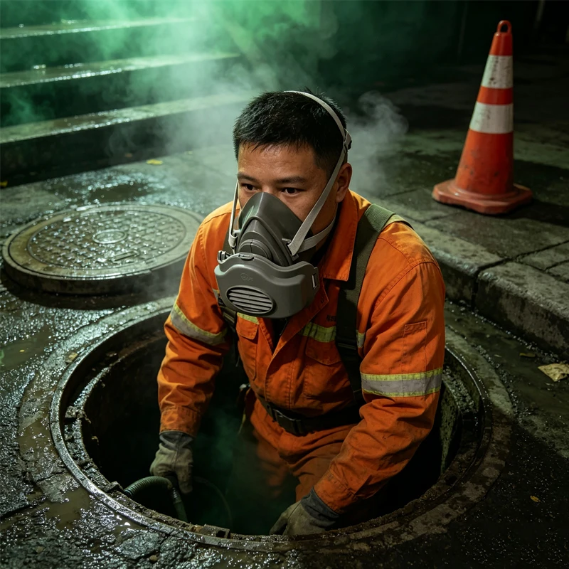 1pcs Dust And Gas Mask Proof Chemical Gas Smoke Proof Spray Painting Polishing Suitable For Chemical Factory Fire Scenes Mines