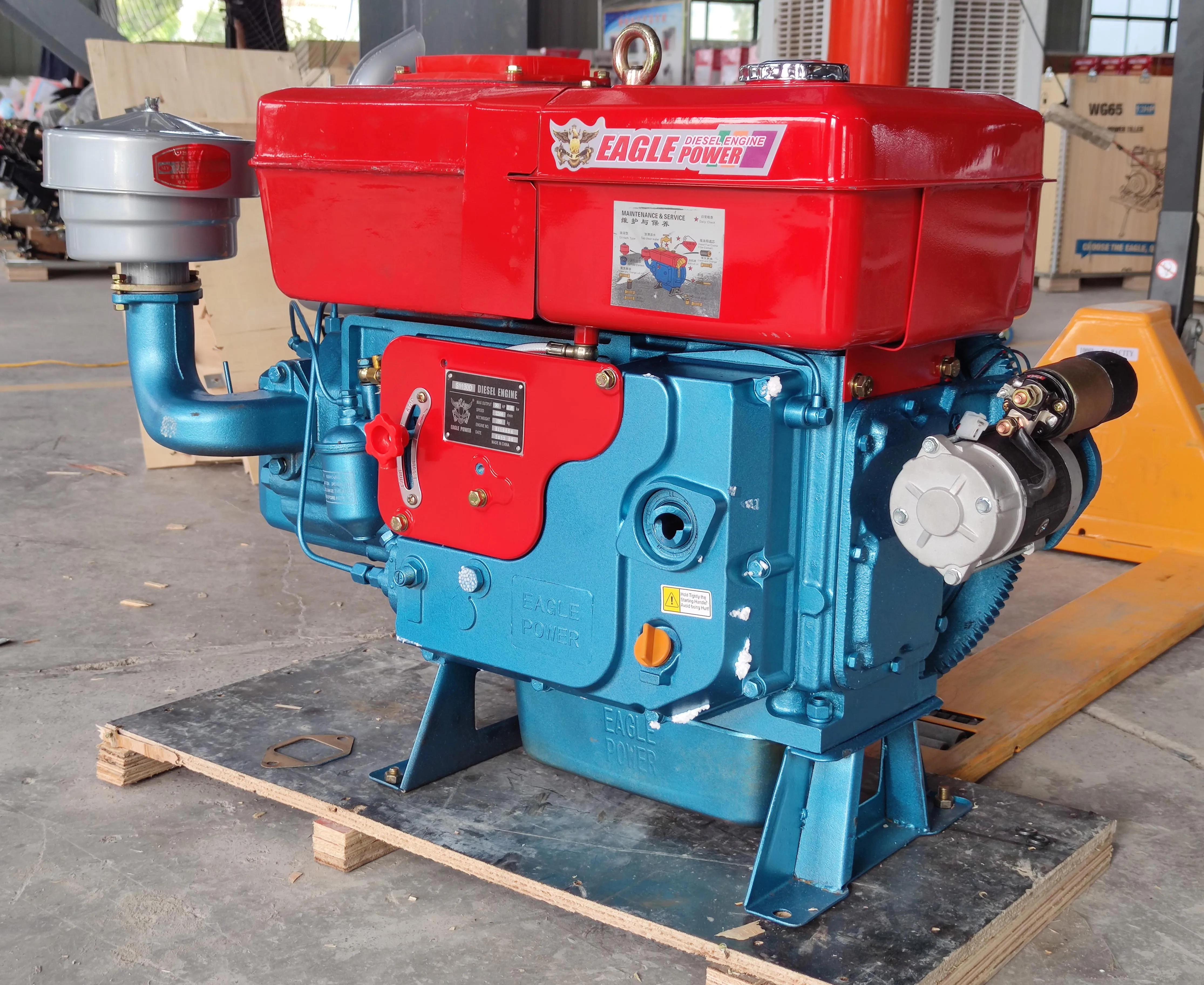 تصميم جديد ZS1125D محرك الديزل ذو الأسطوانة الواحدة المبردة بالمياه نوع البداية الكهربائية