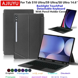 Backlight Keyboard Cover for Samsung Galaxy Tab S10 Ultra 14.6 S8 Ultra S9 Ultra, Keyboard Case for Samsung Galaxy Tab 14.6 Case