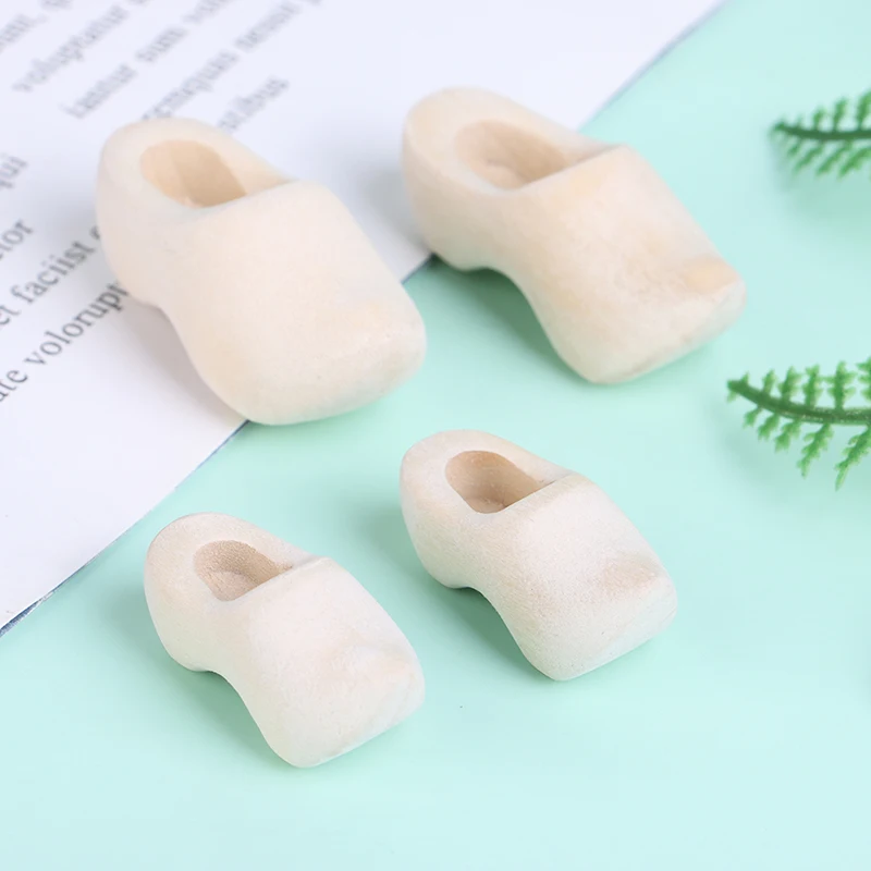 1 paar 1/12 Poppenhuis Houten Schoenen Model Miniatuur Simulatie Scène Collocatie Model DIY Accessoires-Speelgoed